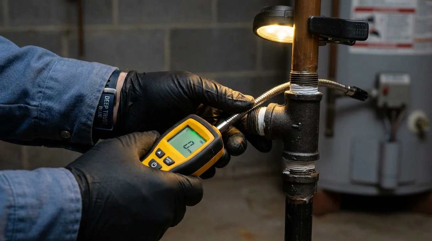 Gas leak detection with electronic sniffer by Johns Plumbing LLC in Capitan